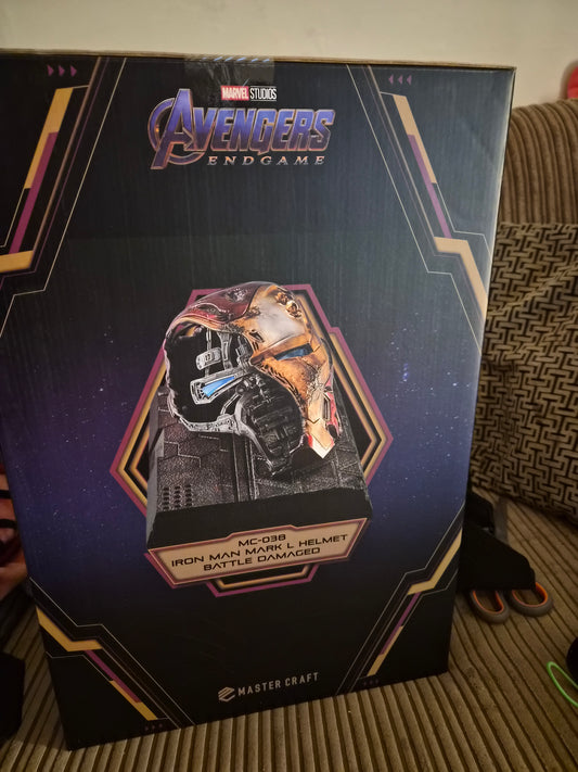Premium Beast Kingdom Master Craft Avengers Endgame Iron Man Mk50 Battle Damaged Helmet