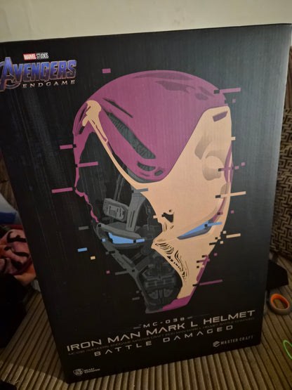 Premium Beast Kingdom Master Craft Avengers Endgame Iron Man Mk50 Battle Damaged Helmet